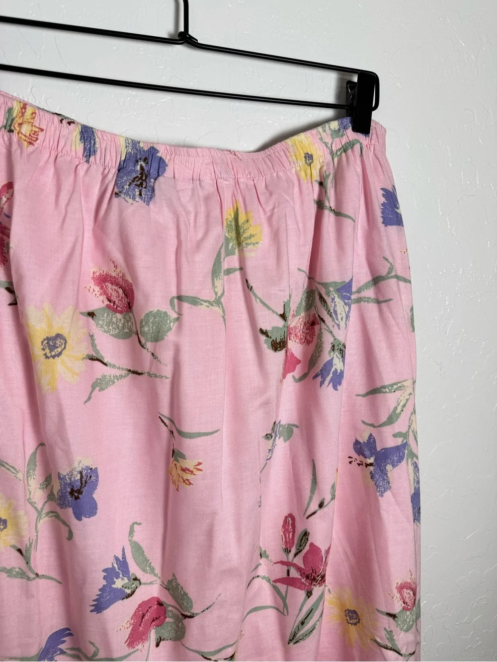 Fred Thomas Vintage Watercolor Floral Pink Midi Skirt